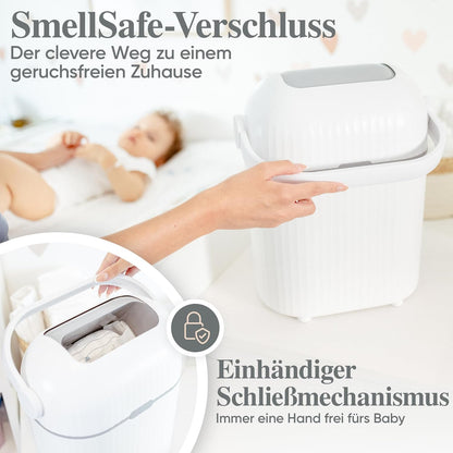 katmare Nappy Bin [Odour-Proof] Small Changing Table Nappy Bin 9 L - Nappy Bin without Cassette Odour-Proof Changing Bin Nappies Baby Accessories Changing Table