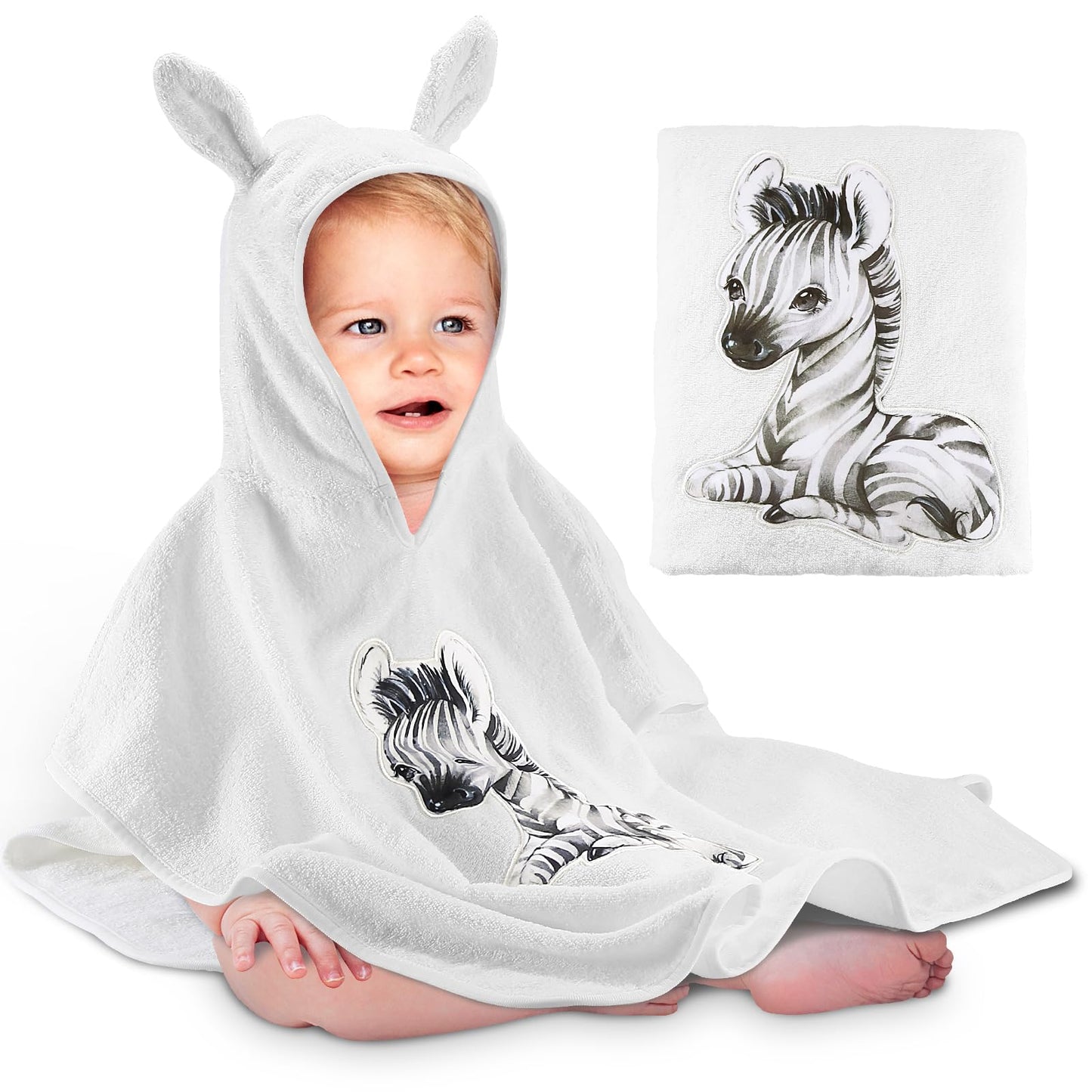 Yosemy Kapuzenhandtuch Baby - Oeko TEX - Baby Handtuch Kapuze 100% Baumwolle Badeponcho Kinder Babyhandtuch mit Kapuze Weich & Super Saugfähig 0-3 Jahre-Bär