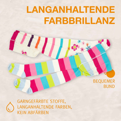 wellyou Children's Tights Girls & Boys - Set of 3 Baby Tights with Pattern - Colourful Cotton Tights Made of Oeko-Tex Certified Materials (Size 62-146)