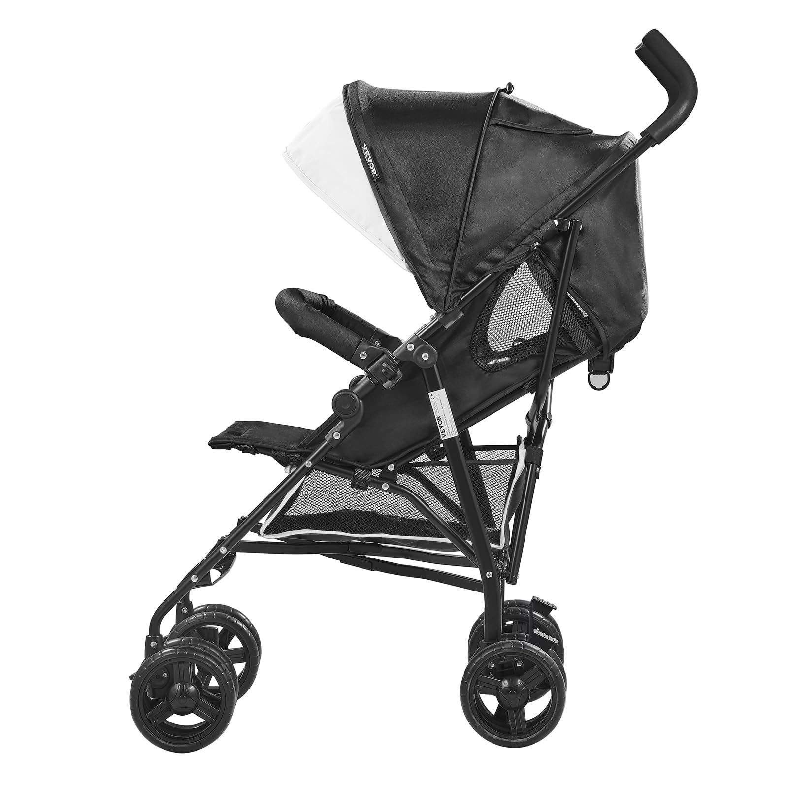 VEVOR Leichter Kinderwagen, kompakt, einfach zusammenklappbar, mit verstellbarer Rückenlehne, Rahmen aus Karbonstahl, großem Aufbewahrungskorb, Kinderwagen mit Schirm für Reisen und mehr, Schwarz/Weiß - Meloni2