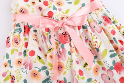 SMILING PINKER Girls Dress Cotton Flower Summer Party Girls Dresses