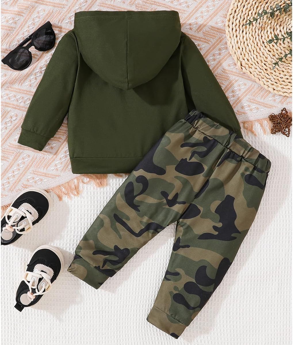 LUVCES Kleinkind Baby Jungen Outfits Langarm Daddy’s Mini Kapuzenpullover Sweatshirts + Hosen 2-teiliges Herbst Winter Frühling Kleidungsset