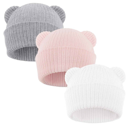 DRESHOW Toddler Beanie Baby Winter Hats Baby Soft Knitting Cute Bear Ears Hat for Boys Girls Warm Hat Hats for 0 Months - 24 Months
