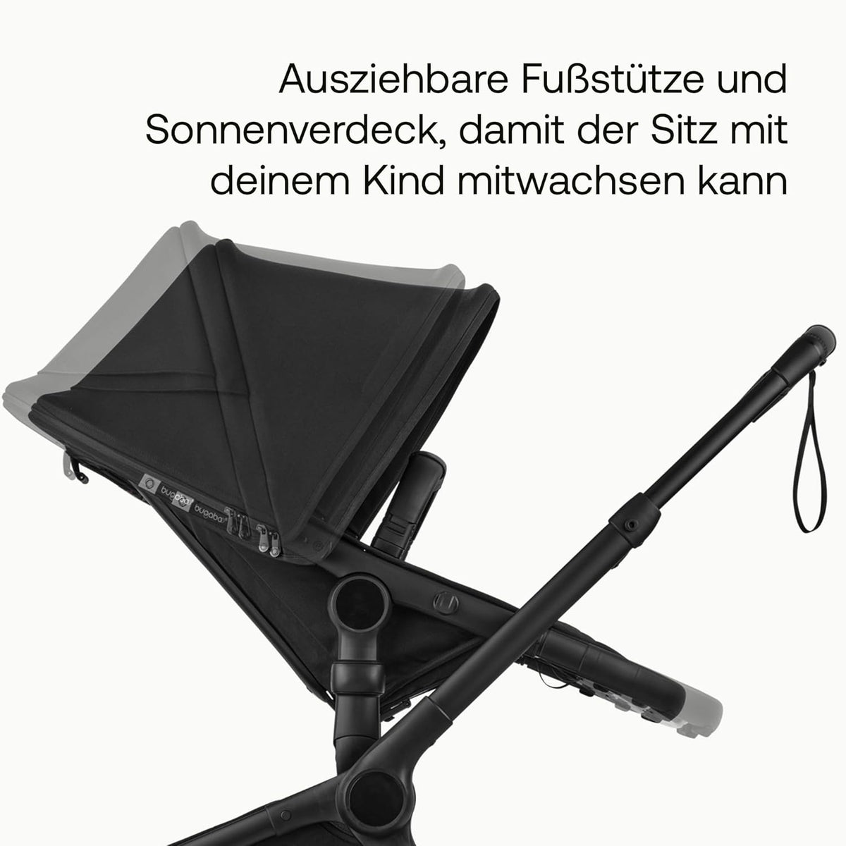 Bugaboo Fox 5 Renew, 2-in-1 Kinderwagen für jedes Gelände, mit Liegewanne | ausziehbarer Kleinkindsitz, praktische Ein-Hand Faltung, Fahrgestell in Schwarz und Sonnendach in Forest Green ab Lager