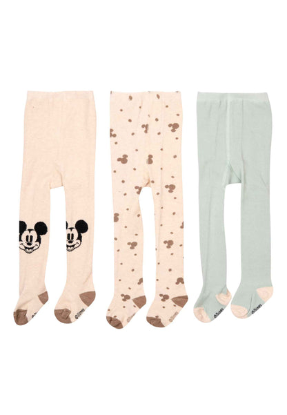 United Labels Disney Mickey Mouse Baby Tights for Boys and Girls - Baby Tights Baby Clothing Brown Light Green (Pack of 3)
