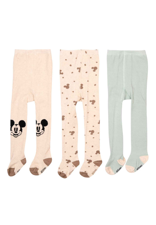 United Labels Disney Mickey Mouse Baby Tights for Boys and Girls - Baby Tights Baby Clothing Brown Light Green (Pack of 3)