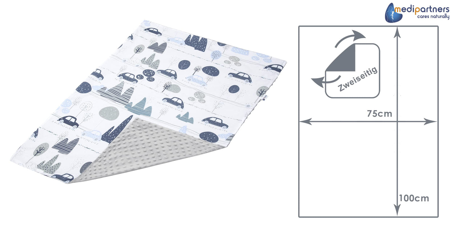 Medi Partners Babydecken Baby 100% Baumwolle Krabbeldecke Babydecke 75x100cm doppelseitig Kinderbett Minky Kuscheldecke Kinderwagen (REH mit grauem Minky)
