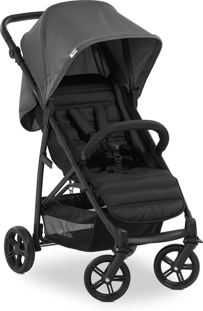hauck Rapid 4, Grey - Pushchair from Birth up to 22 kg, Plastic Wheels, Compact & One Hand Folding, Height-Adjustable, Fully Reclining