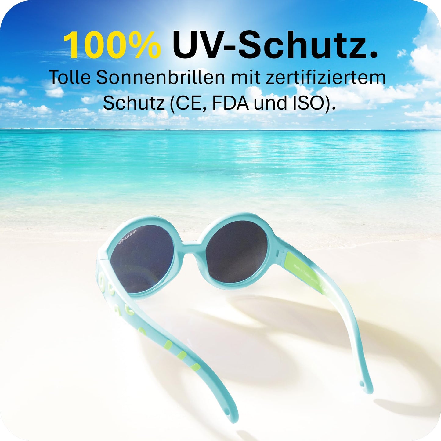 Mausito Sonnenbrille Kinder 6-24 Monate & 2-5 Jahre | VERGLEICHSSIEGER Kindersonnenbrille 100% UV-Schutz | BIEGSAM | Schadstofffreie Kindersonnenbrillen mit Band | Europäisches Design für Kinder