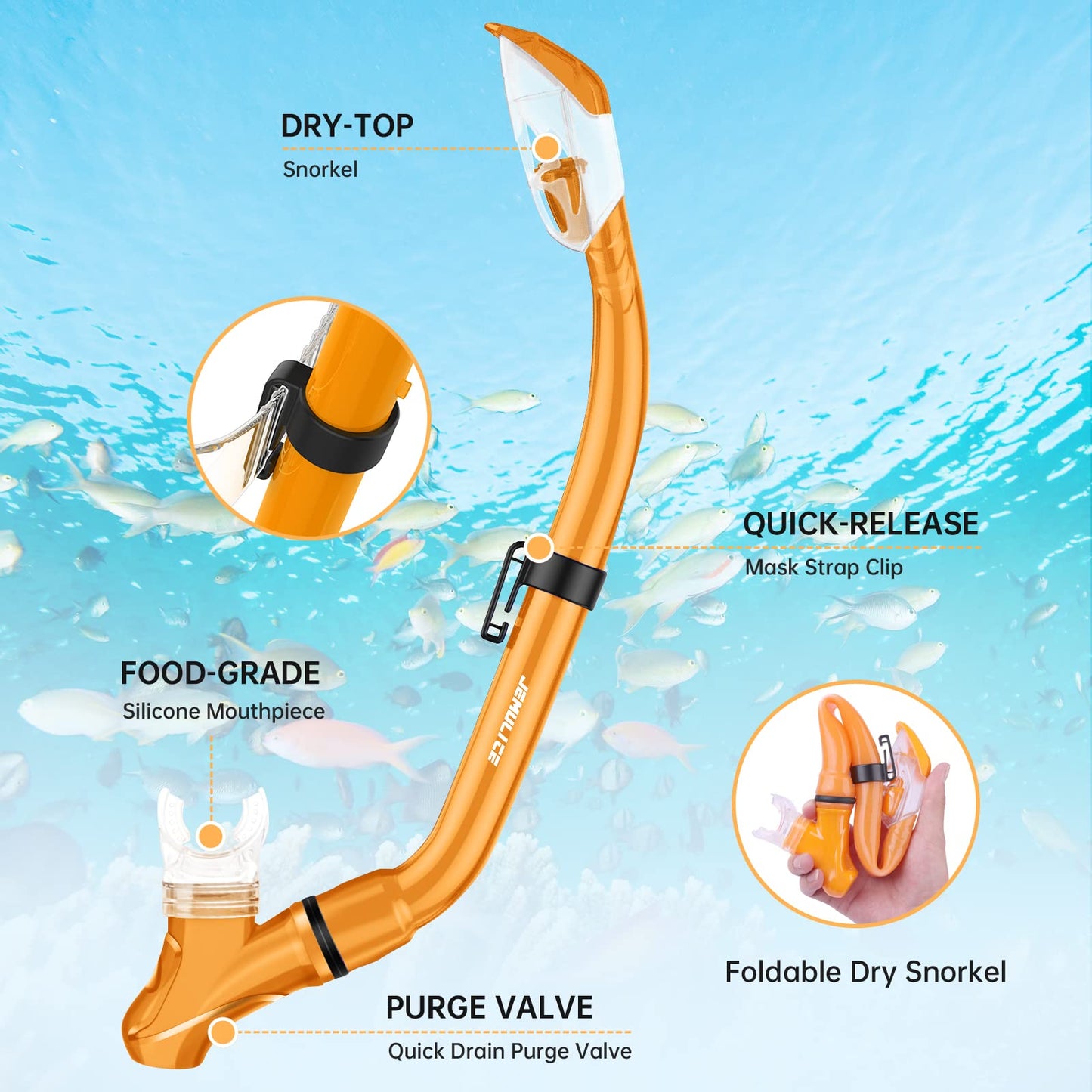 JEMULICE Taucherbrille Kinder, Schwimmbrille Kinder Schnorchelmaske für Jungen Mädchen, Tauchmaske mit Nasenabdeckung 180°Panorama HD Anti Nebel Anti-Leck Schwimmmaske für Kinder 4-16 Jahre
