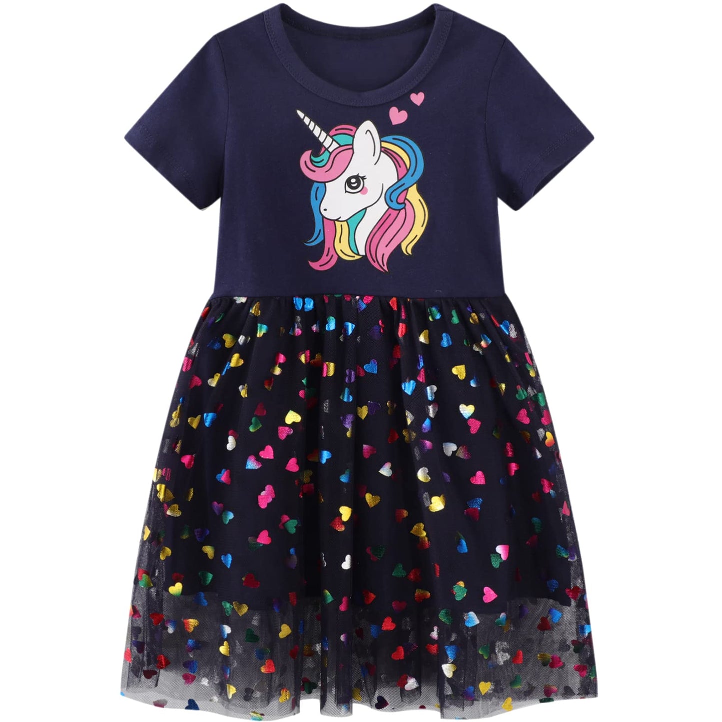 Baogaier Kleid Mädchen Pailletten Tüll Kleider Baumwolle Sommerkleid Sommer Frühling T-Shirt Tüllkleid Kinderkleid Gr. 92-122