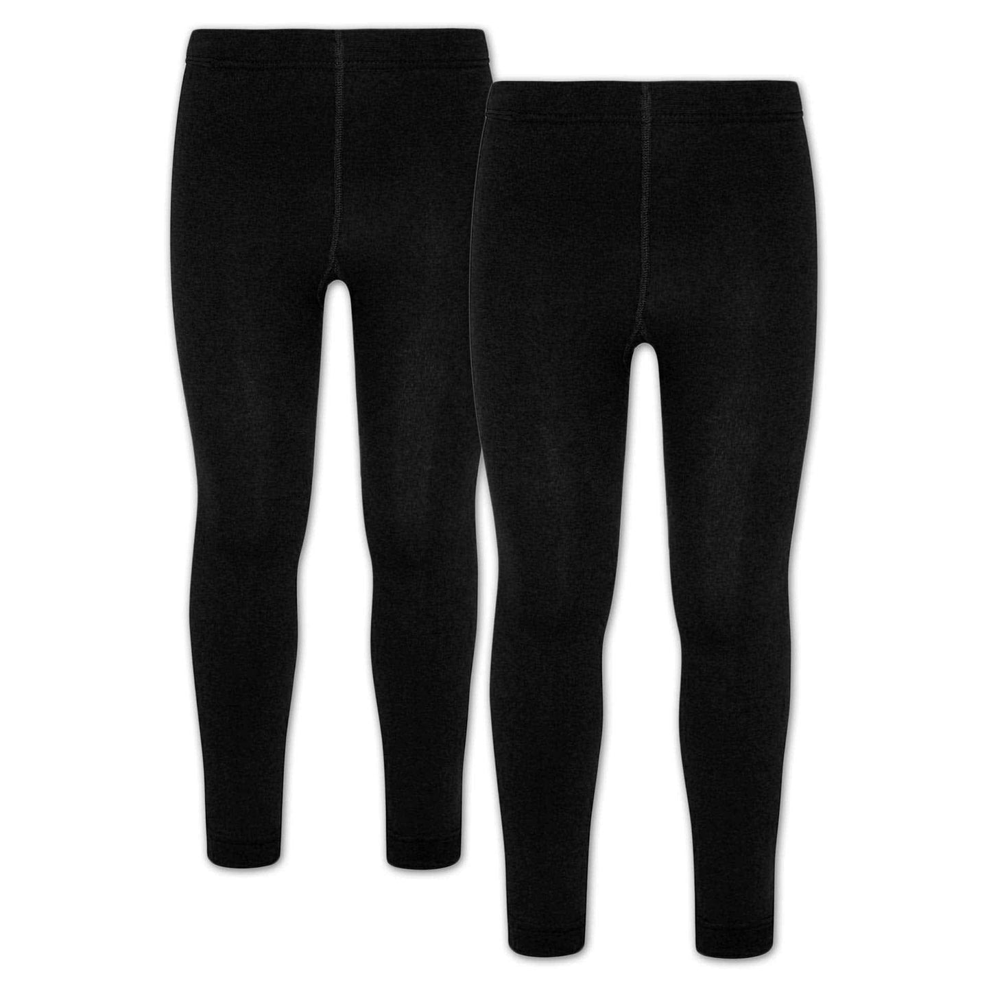 Children's Thermal Leggings Multipack of 2 Black with Fleece