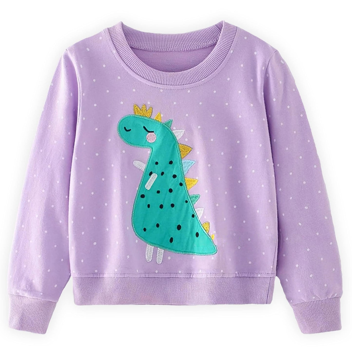 CM-Kid Girls' Long-Sleeved Sweatshirt, Children's Shirts, Cotton, Warm Tops, 1-7 Years, Size 92-122