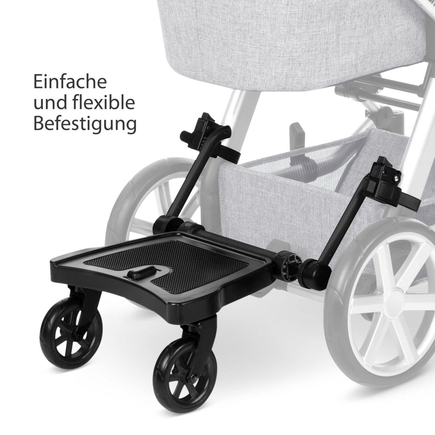 ABC Design Kiddie Ride On 2 Pedal ABC Design Wheelie Board Black Universal Suitable for Standard Pushchairs and Buggies Roller Board for Buggies up to 20 kg
