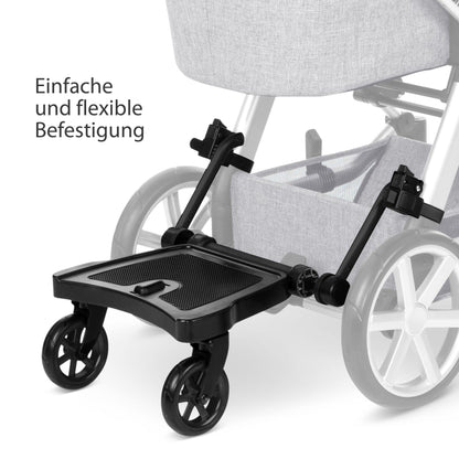 ABC Design Kiddie Ride On 2 Pedal ABC Design Wheelie Board Black Universal Suitable for Standard Pushchairs and Buggies Roller Board for Buggies up to 20 kg