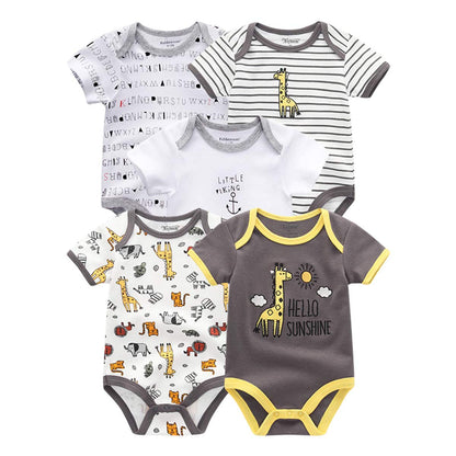 Kiddiezoom Baby-Body, Hose, Kleinkinder, Einteiler, Kleidung, Set, Outfits, für Jungen und Mädchen, Baumwollkappen, Kratzfäustlinge