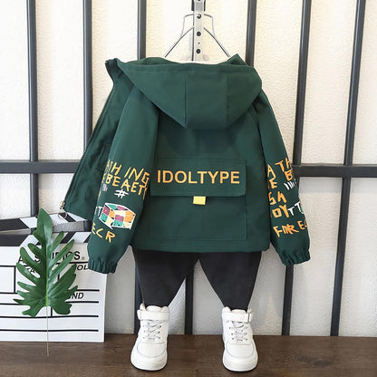 L SERVER Transition Jacket Boys Windbreaker with Hood Fashion Trench Coat Children Lightweight Windbreaker Outdoor Jacket for Spring and Autumn 