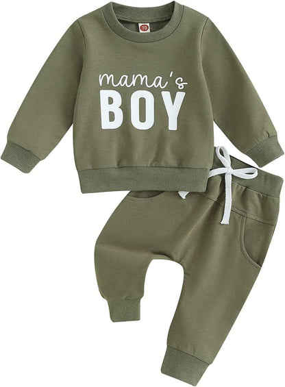 Baby Boys' Two-Piece Outfit, Long Sleeve Sweatshirt + Trousers, 2-Piece Set, Baby Clothing, 0-3 Years, Children's Outfit for Baby Boys