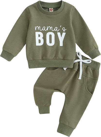 Baby Boys' Two-Piece Outfit, Long Sleeve Sweatshirt + Trousers, 2-Piece Set, Baby Clothing, 0-3 Years, Children's Outfit for Baby Boys 