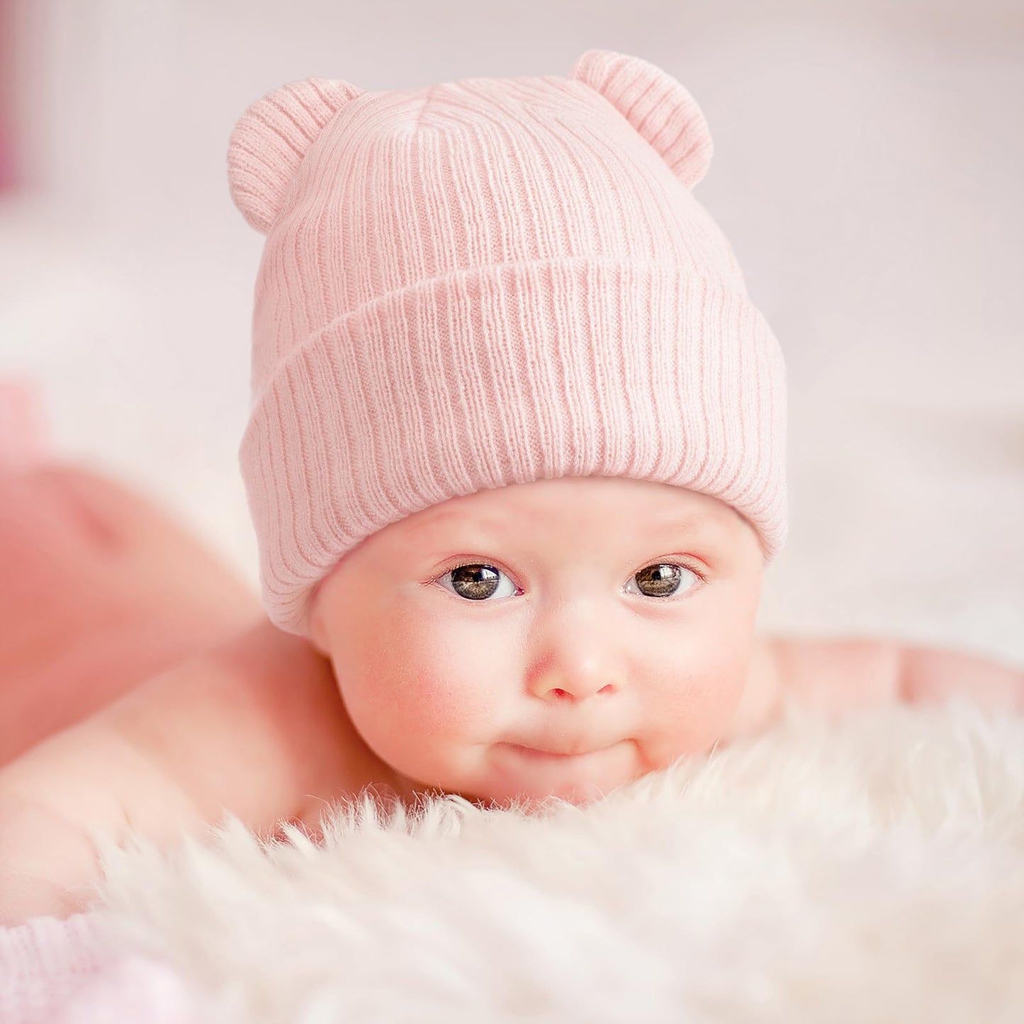 DRESHOW Toddler Beanie Baby Winter Hats Baby Soft Knitting Cute Bear Ears Hat for Boys Girls Warm Hat Hats for 0 Months - 24 Months 