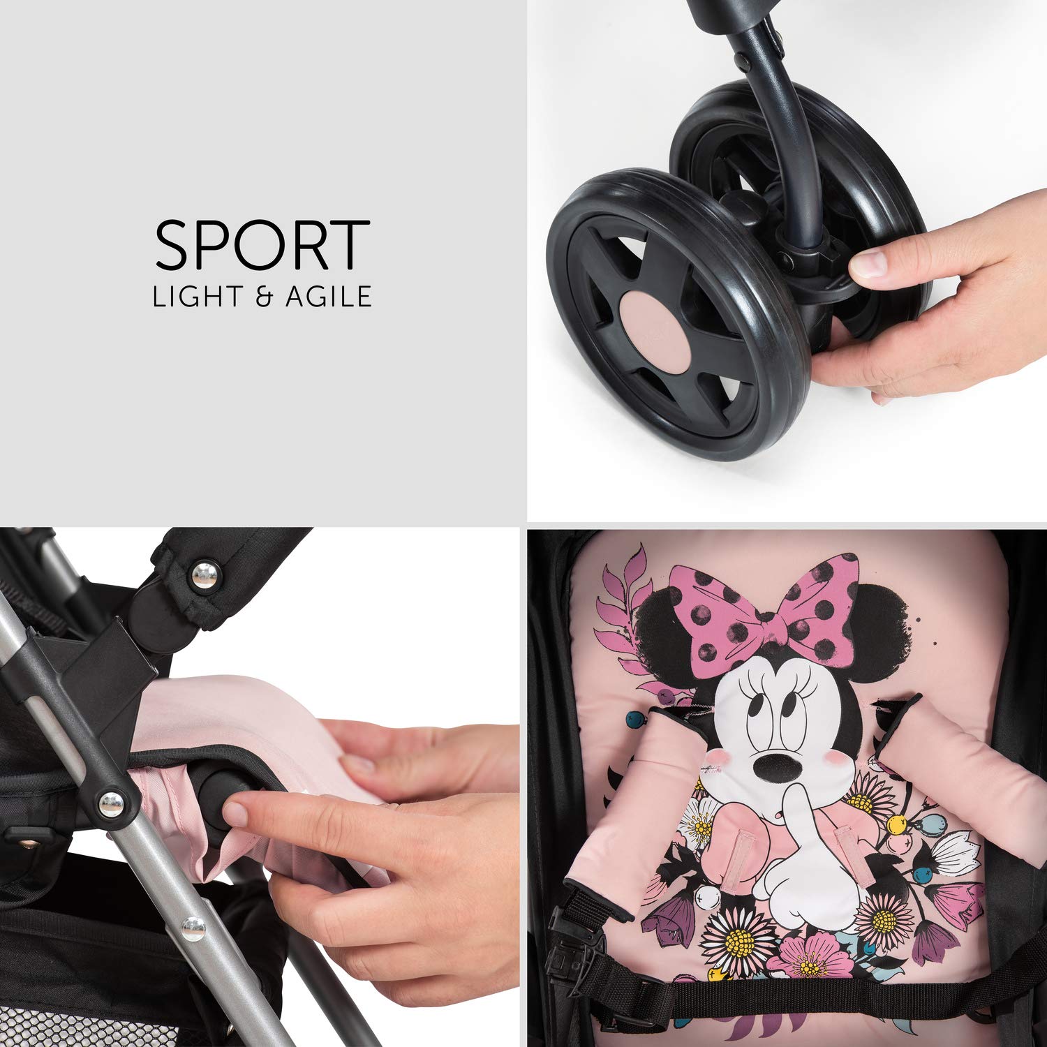 Hauck Lightweight Stroller up to 18 kg with reclining function from birth, small foldaway, sun canopy, large basket - Meloni2