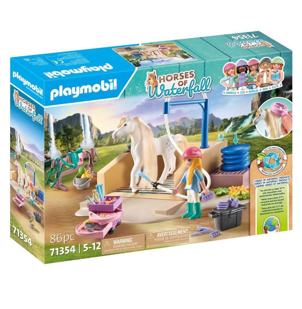 PLAYMOBIL Horses of Waterfall 71351 Waterfall Ranch, magisches Wasserfall-Paradies für Pferdefreunde, nachhaltiges Spielzeug für Kinder ab 5 Jahren
