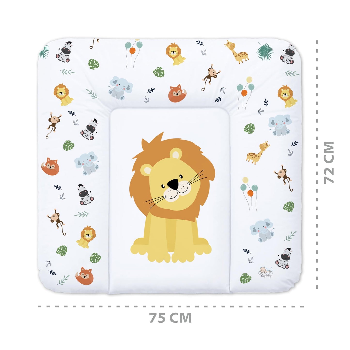 Wickelauflage Wickelunterlage abwaschbar und wasserdicht 75x72 cm - Wickelmatte zum Auflegen auf Wickeltisch Wickelaufsatz Wickelkommode oder Waschmaschine changing mat 75 x 72 Safari Motiv