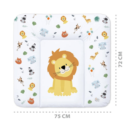 Wickelauflage Wickelunterlage abwaschbar und wasserdicht 75x72 cm - Wickelmatte zum Auflegen auf Wickeltisch Wickelaufsatz Wickelkommode oder Waschmaschine changing mat 75 x 72 Safari Motiv