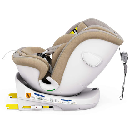 Daliya® Kindersitz ROTAZIONE | I-SIZE 40-150 cm | 8 Pos. | Isofix | (SIP) | Top Tether | 360° | 5 Punkt Gurt | Gruppe 0+ / I/II/III 0-36 KG | Neueste Zulassungs UN ECE Reg. 129 (Beige) - Meloni2