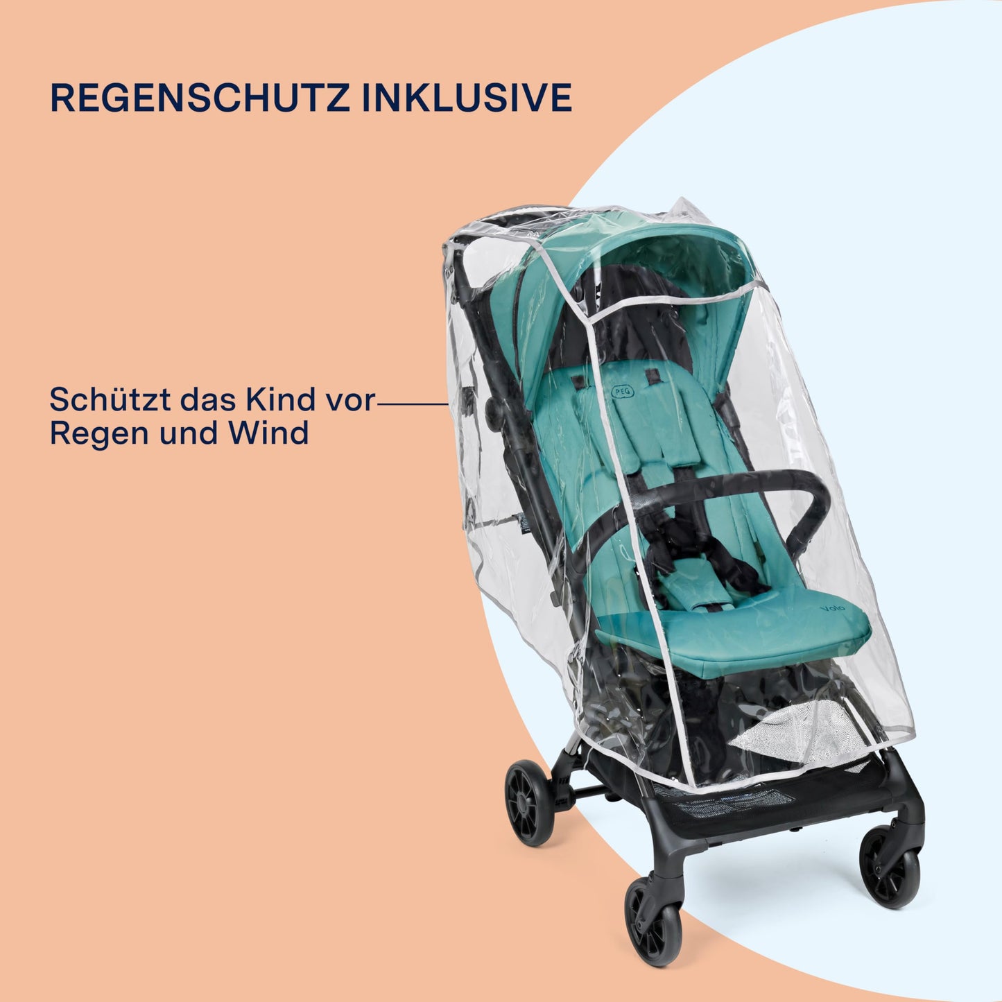 PEG Leichter Buggy Volo mit Regenschutz, Handgepäckgröße, Flugzeuggeeignet, Kompakt, Ab Geburt bis 22 kg, Reisetasche Inklusive, Malva
