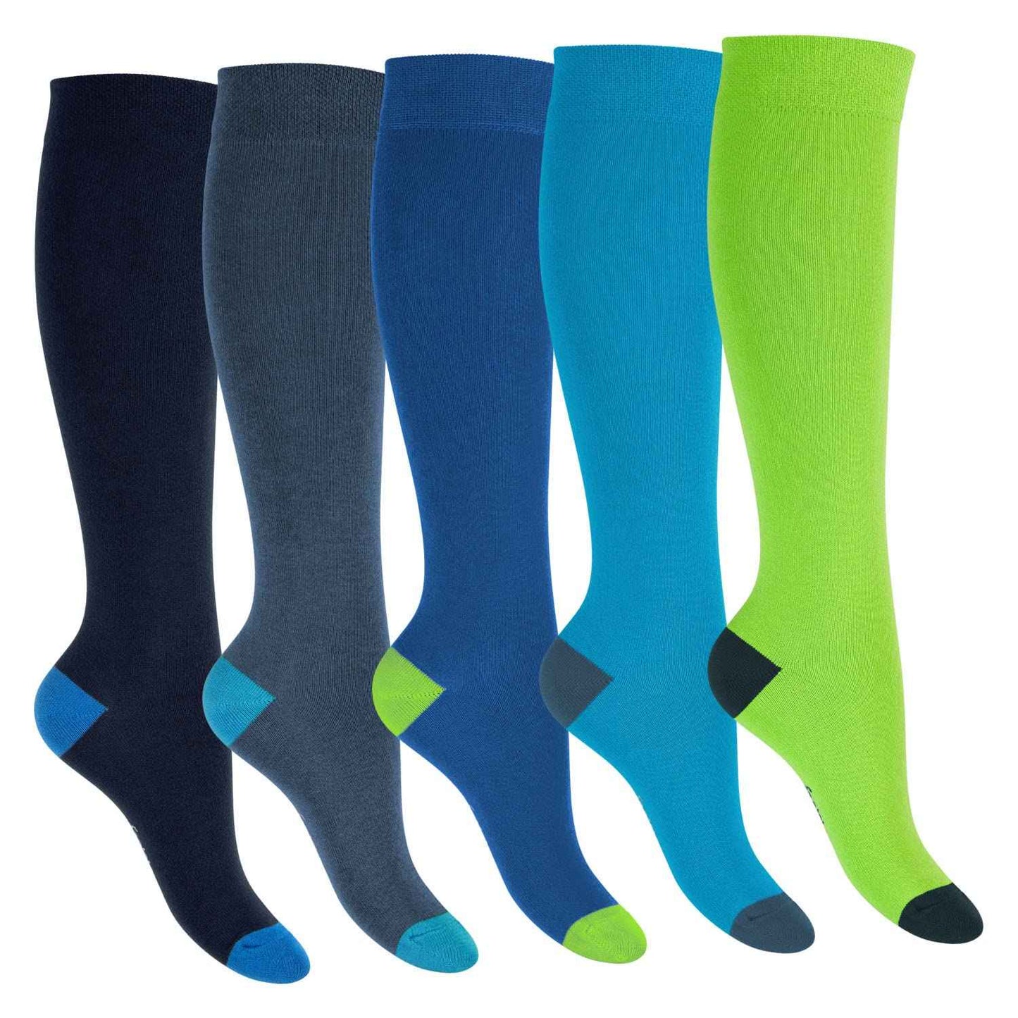 Footstar Children's Cotton Knee Socks (5 Pairs) with Contrasting Heel and Toe