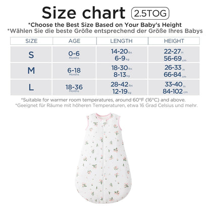 Duomiaomiao 3.5 Tog Baby Sleeping Bag, 100% Cotton Baby Sleeping Bag, Winter, Girls Newborn, Boys Sleeping Bag, Warm Newborn Children (100)