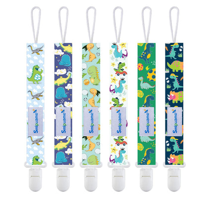 Smlpuame Baby Schnullerkette Mädchen Junge,6 Stück BPA-Frei Schnullerband Stoff Mädchen Junge,Schnuller Kette Nuckelkette Passen Die Meisten Schnuller und Beißspielzeug,Dummy Clips für Baby (Tier)