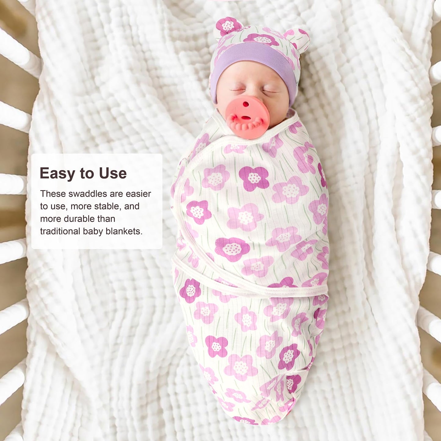 Neugeborene Swaddle Decke Hut Set Baby Gedruckt Swaddles Säugling Einstellbar Schlafsack für 0-3 Monate Mädchen Jungen
