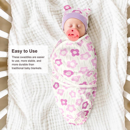 Neugeborene Swaddle Decke Hut Set Baby Gedruckt Swaddles Säugling Einstellbar Schlafsack für 0-3 Monate Mädchen Jungen