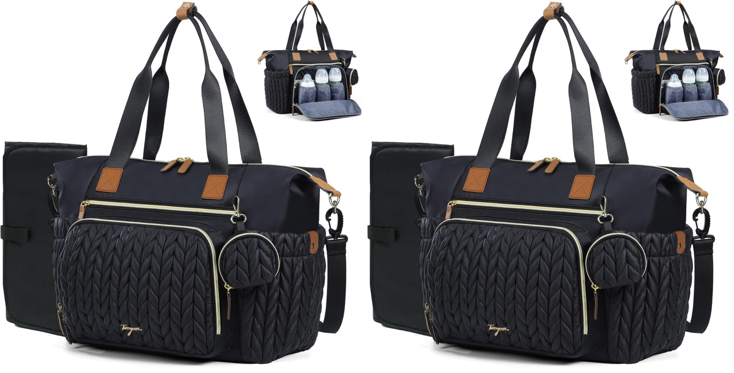 Wickeltasche mit Schnullertasche und Wickelunterlage, Wickelrucksack Multifunktions-Babytasche für Große Reisewindeltasche für Mama und Papa, isolierten Taschen-Dunkelblau