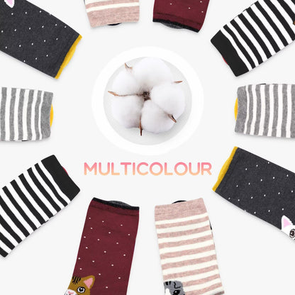 TUUHAW 10 Paar Kinder Socken für Mädchen und Jungen Socken Mit Motiv Schulkind Baumwolle Socken Bunt Gr. 23-38