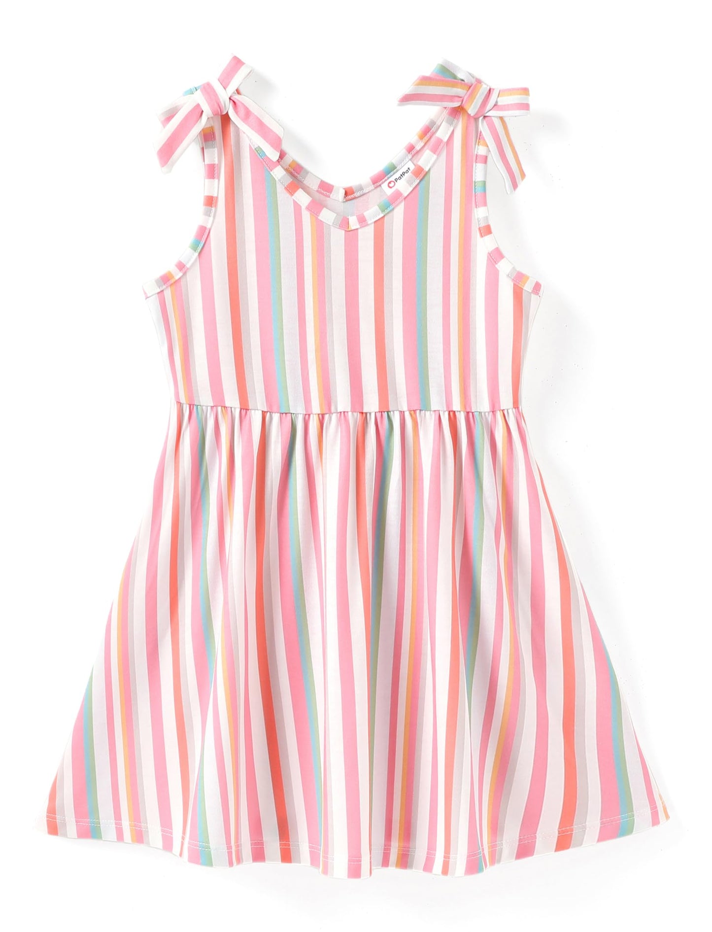PATPAT Mädchenkleid ärmellos, Baby Mädchen Kleid mit Schleife an den Schulterträgern für Geburtstag, Party, Bankett, Hochzeit, Urlaub, Bunt
