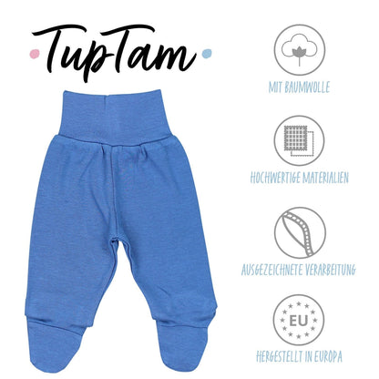 TupTam Pumphose Baby Jungen mit Fuß 3er Pack – Weiche Baby Hose aus Baumwolle mit Komfortbund