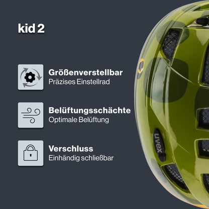 uvex Kid 2 - Lightweight bicycle helmet for children - individual size adjustment - expandable with LED light 