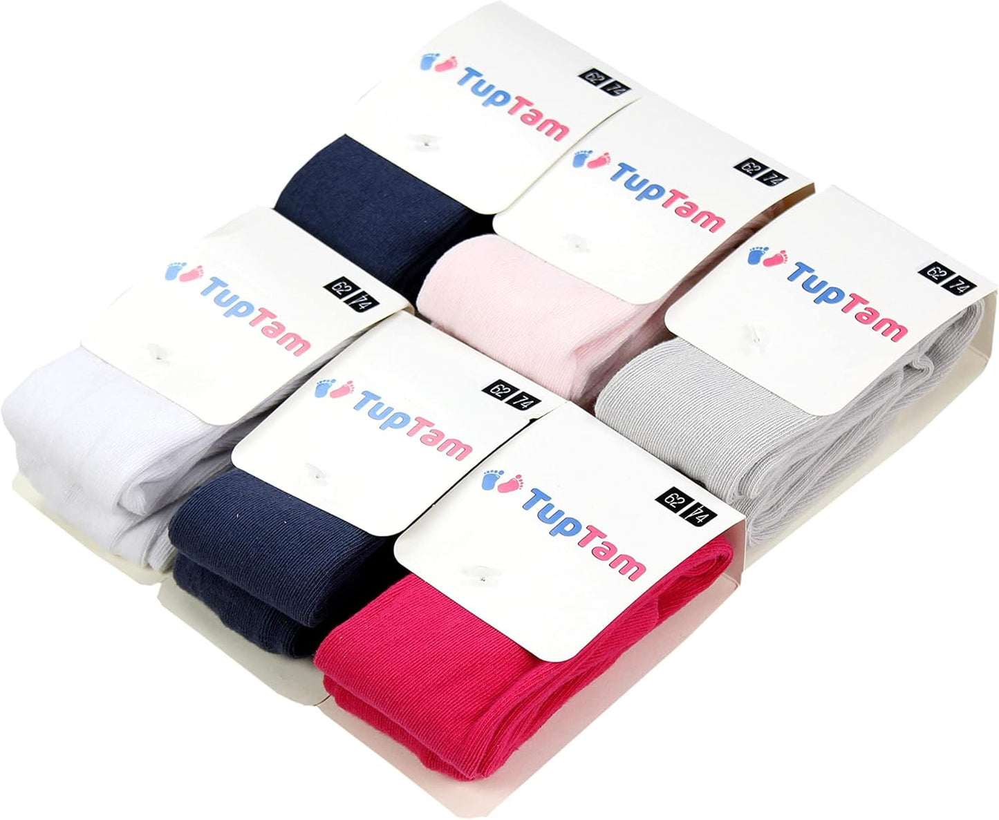 TupTam, Girls' Knitted Tights, Colourful Pattern, Pack of 6