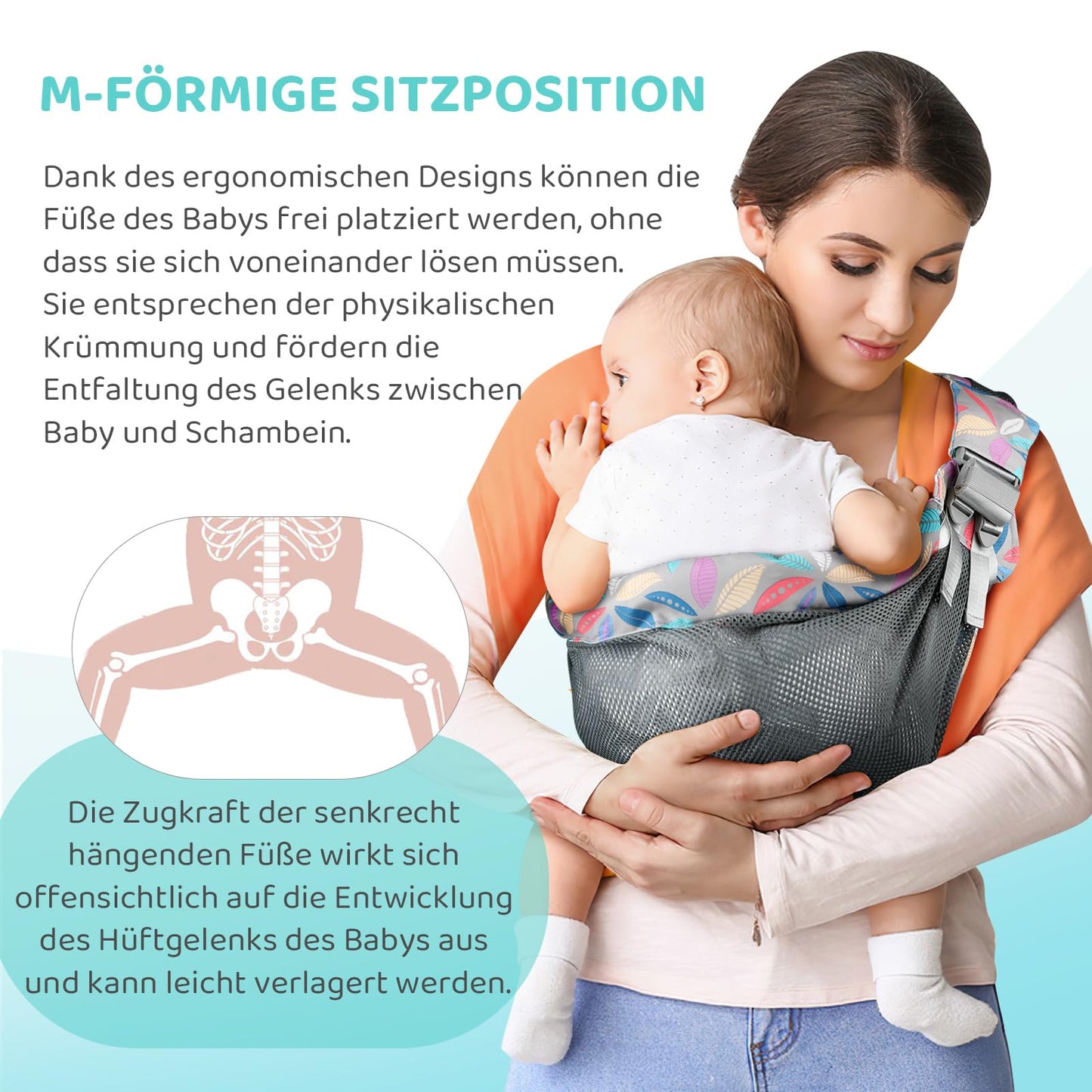 Baby carrier for newborns from birth, ergonomic, child carrier, adjustable baby carrier, suitable for babies from 3 to 36 months, easy to put on, ideal for hands-free parenting 