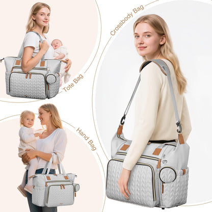 Wickeltasche mit Schnullertasche und Wickelunterlage, Wickelrucksack Multifunktions-Babytasche für Große Reisewindeltasche für Mama und Papa, isolierten Taschen-Dunkelblau