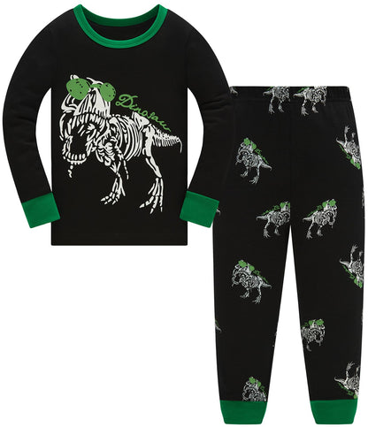 Jungen Pyjamas Dinosaurier Kinder Nachtwäsche Langarm Baumwolle Winter Weihnachten Pyjama Set Größe 92-152, 1-12 Jahre