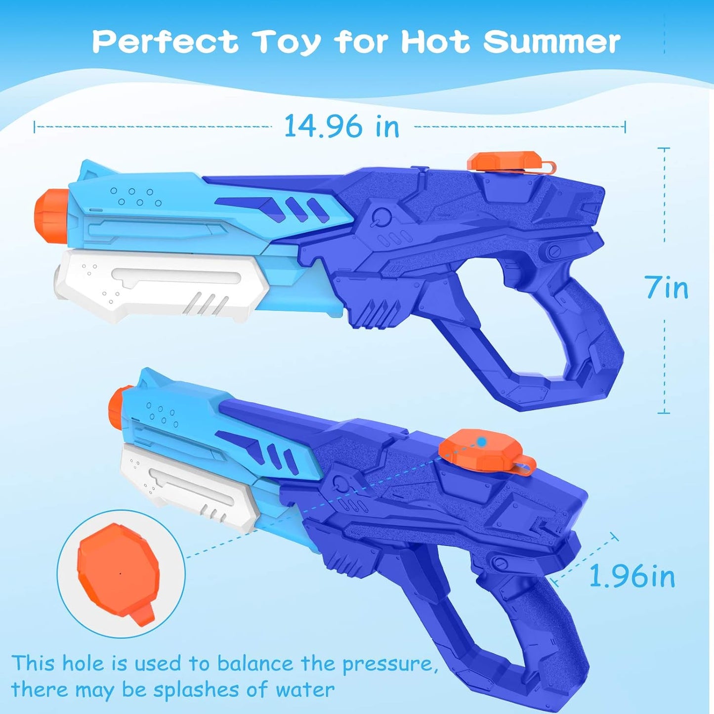 Water Gun Toy, Kiztoys Squirt Guns for Kids Adults Large Water Squirt Guns 8 - 10 Meters Long Range for Party Blaster Beach Summer Pool Water Balloons Water Toys
