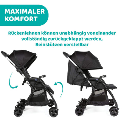 Chicco OHlalà Twin Twin Pushchair from Birth to 15 kg, Pram for Twins and Siblings, Adjustable Foldable Twin Buggy, Rain Cover and Extendable Hood