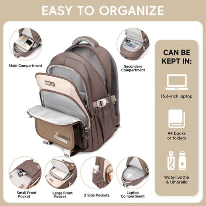 School Backpack Teenager - 36L School Bag for Girls from 5th Grade, Large Backpack for Middle and High School, Casual Children's Backpack with Cute Pendant and Trolley Strap, black, Rucksack