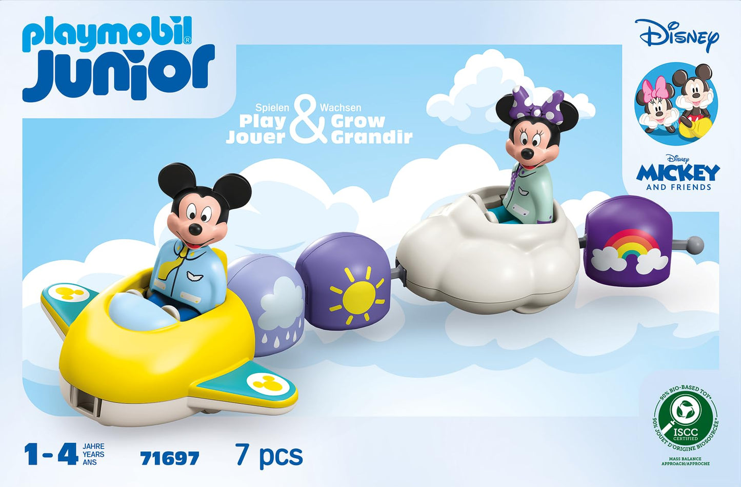 PLAYMOBIL JUNIOR | Disney | Micky Maus & Minnie Maus | Wolkenflug | nachhaltiges Spielzeug für Kinder ab 1 Jahr | 71697