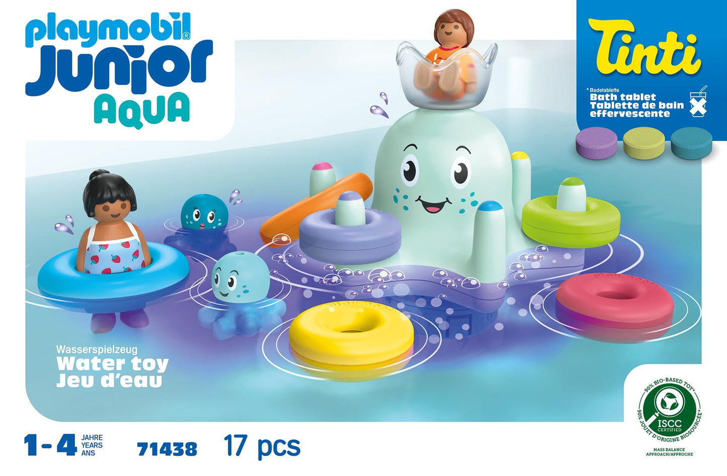 PLAYMOBIL Junior Aqua 71687 Bath Island with Water Slide Sustainable Toy for Children from 1 Year