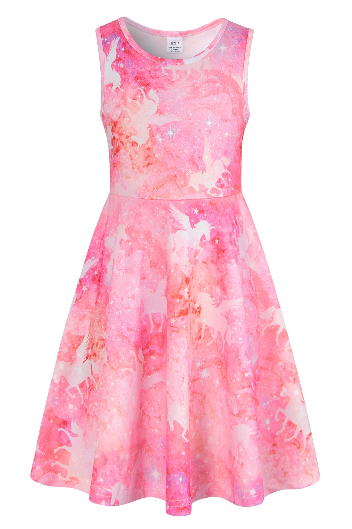 AIDEAONE Mädchenkleid Schmetterling A-Linie Ärmelloses Sommerkleid Buntes Kleid 4-12 Jahre